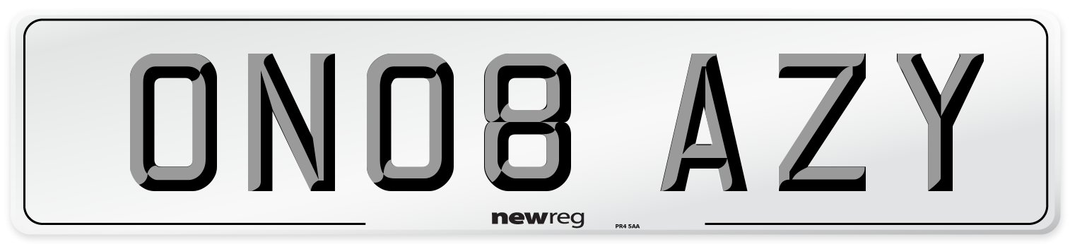 ON08 AZY Number Plate from New Reg